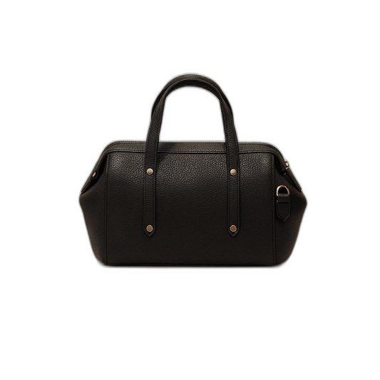 Black handbag on a white background